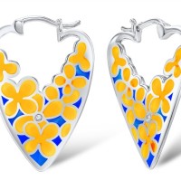 Sterling Silver Earrings Enamel,White Cubic Zirconia (E308606ENA1SL925)