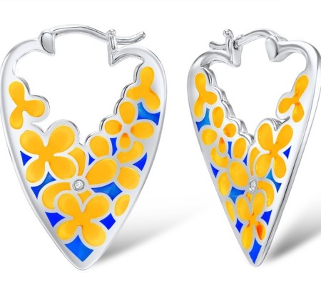 Sterling Silver Earrings Enamel,White Cubic Zirconia (E308606ENA1SL925)