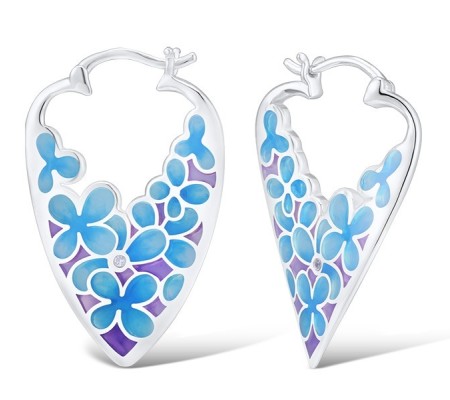 Sterling Silver Earrings Enamel,White Cubic Zirconia (E308606ENA2SL925)