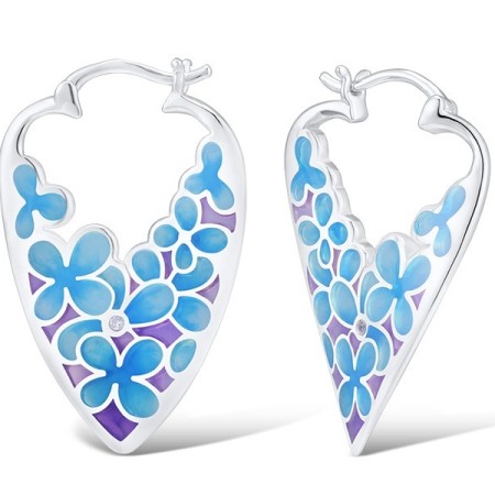 Sterling Silver Earrings Enamel,White Cubic Zirconia (E308606ENA2SL925)