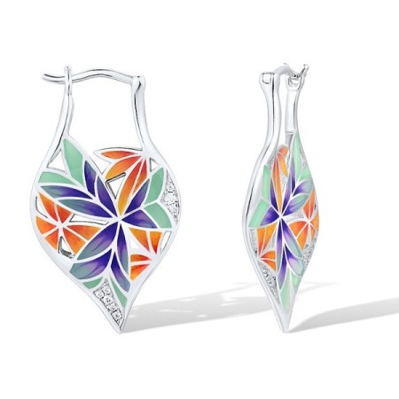 Sterling Silver Earrings Enamel,White Cubic Zirconia (E308607ENA1SL925)