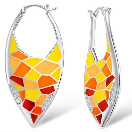 Sterling Silver Earrings Enamel,White Cubic Zirconia (E308608ENA1SL925)