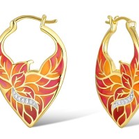 Brass w/ Yellow Gold Plating Earrings Enamel,White Cubic Zirconia (E308609ENA2BRY)