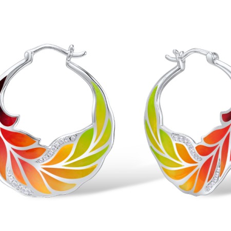 Sterling Silver Earrings White Cubic Zirconia,Enamel (E308610ENA2SL925)