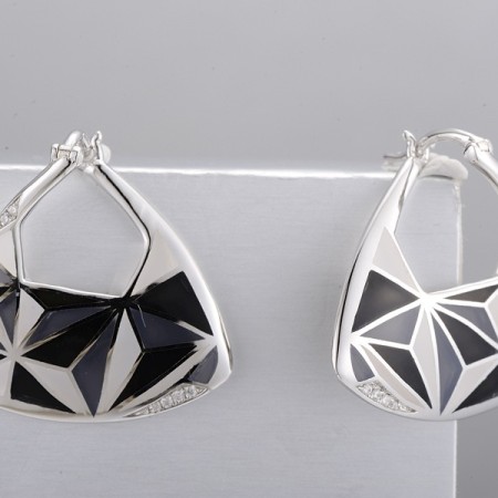 Sterling Silver Earrings Enamel,White Cubic Zirconia (E308612ENA2SL925)