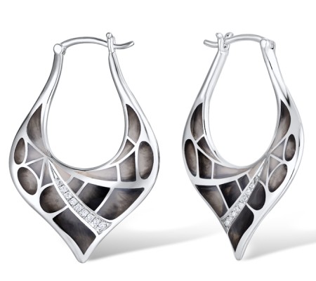 Sterling Silver Earrings White Cubic Zirconia,Enamel (E308613ENA2SL925)