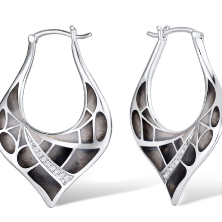 Sterling Silver Earrings White Cubic Zirconia,Enamel (E308613ENA2SL925)