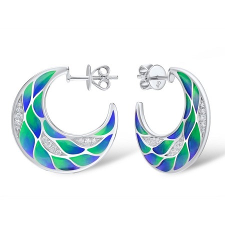 Sterling Silver Earrings Enamel,White Cubic Zirconia (E308646ENASL925)