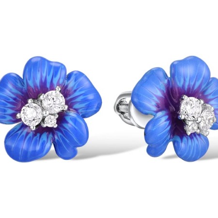 Sterling Silver Earrings Enamel,White Cubic Zirconia (E308713ENA1SL925)