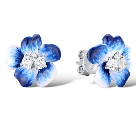 Sterling Silver Earrings Enamel,White Cubic Zirconia (E308713ENA2SL925)