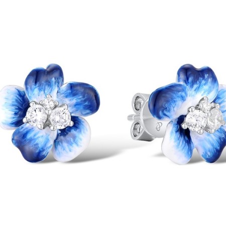 Sterling Silver Earrings Enamel,White Cubic Zirconia (E308713ENA2SL925)