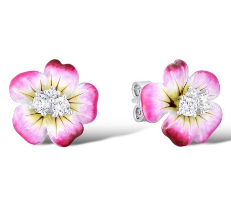 Sterling Silver Earrings Enamel,White Cubic Zirconia (E308713ENA3SL925)