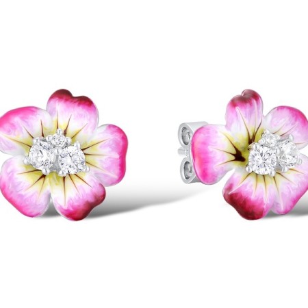 Sterling Silver Earrings Enamel,White Cubic Zirconia (E308713ENA3SL925)