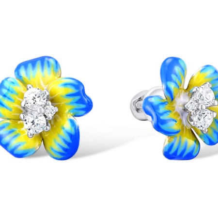 Sterling Silver Earrings White Cubic Zirconia,Enamel (E308713ENASL925)