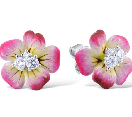 Sterling Silver Earrings Enamel,White Cubic Zirconia (E308713ENS3SL925)