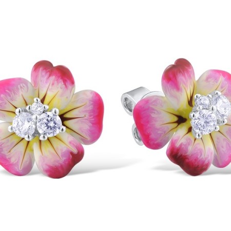 Sterling Silver Earrings Enamel,White Cubic Zirconia (E308713ENS3SL925)