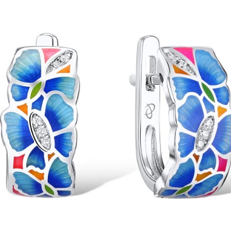 Sterling Silver Earrings Enamel,White Cubic Zirconia (E308715ENASL925)