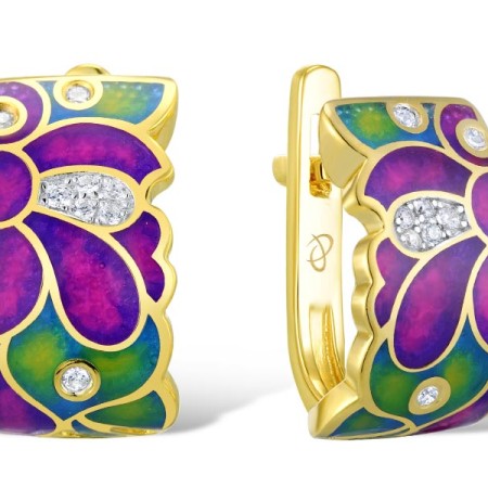 IONIC YELLOW PLATING Earrings Enamel,White Cubic Zirconia (E308716ENASP925)