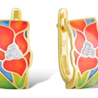 IONIC YELLOW PLATING Earrings Enamel,White Cubic Zirconia (E308718ENASP925)