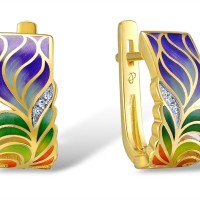 IONIC YELLOW PLATING Earrings White Cubic Zirconia,Enamel (E308719ENASP925)