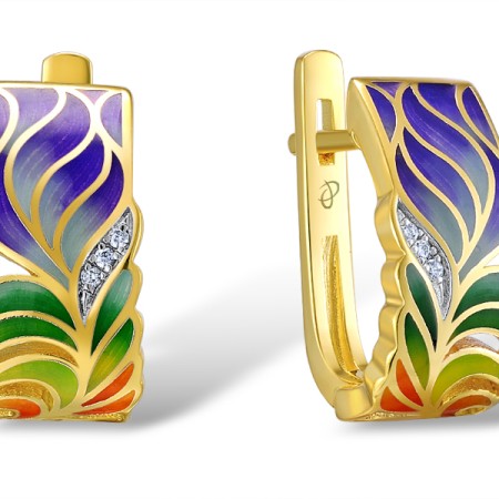 IONIC YELLOW PLATING Earrings White Cubic Zirconia,Enamel (E308719ENASP925)