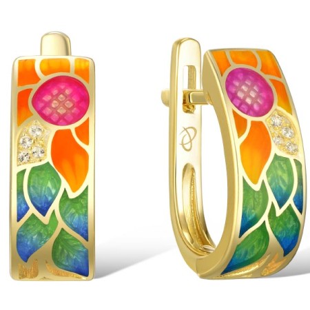 Sterling Silver w/ Yellow Plating Earrings Yellow Nano Cubic Zirconia (Ci,Enamel (E308720ENASY925)