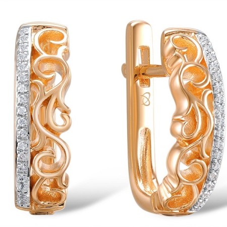 Sterling Silver w/ Rose Plating Earrings White Cubic Zirconia (E308797WCZSR925)