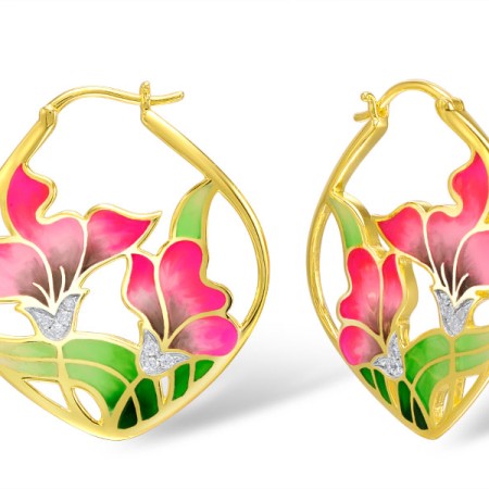 IONIC YELLOW PLATING Earrings White Cubic Zirconia,Enamel (E308815ENASP925)