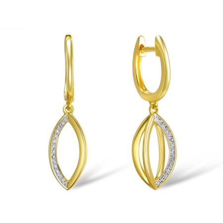 Sterling Silver w/ Yellow Plating Earrings White Cubic Zirconia (E308837WCZSY925)