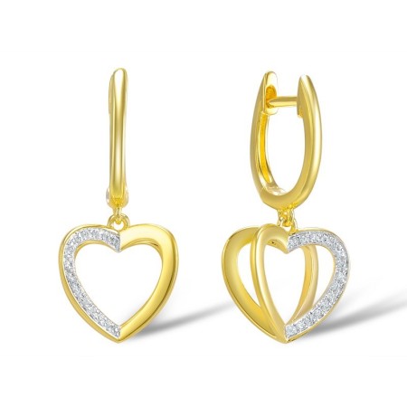 Sterling Silver w/ Yellow Plating Earrings White Cubic Zirconia (E308838WCZSY925)