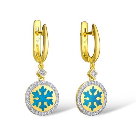 Sterling Silver w/ Yellow Plating Earrings Enamel,White Cubic Zirconia (E308905ENASY925)