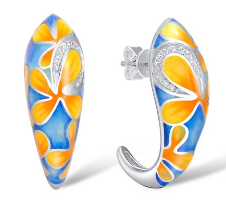 Sterling Silver Earrings Enamel,White Cubic Zirconia (E308950ENASL925)