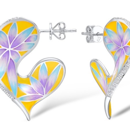 Sterling Silver Earrings Enamel,White Cubic Zirconia (E308954ENASL925)