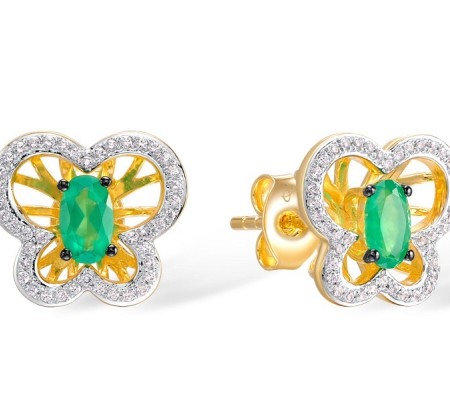 14KYWB Earrings Diamond,Emerald (E308972EMR14KYWB)