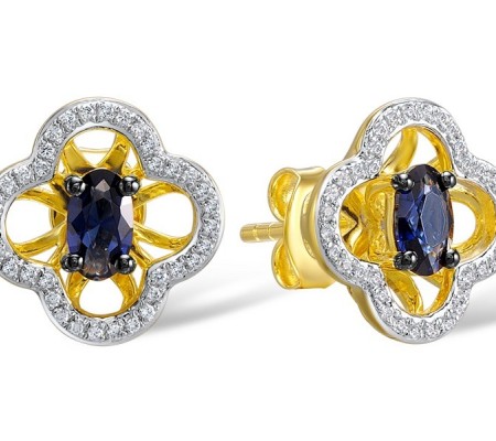 14KYWB Earrings Blue Sapphire,Diamond (E308974SAP14KYWB)