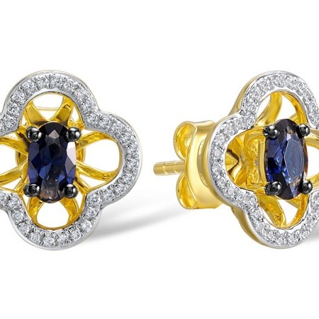 14KYWB Earrings Blue Sapphire,Diamond (E308974SAP14KYWB)