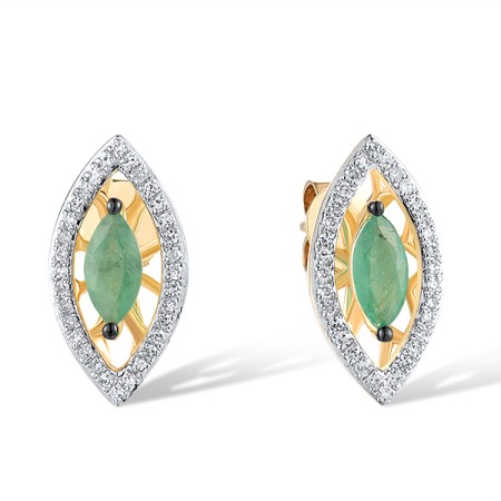 14KYWB Earrings Diamond,Emerald (E308976EMR14KYWB)