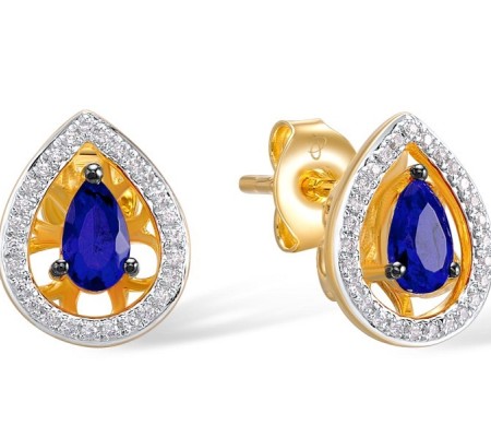 14KRWB Earrings Blue Sapphire,Diamond (E308978SAP14KRWB)