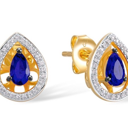 14KRWB Earrings Blue Sapphire,Diamond (E308978SAP14KRWB)