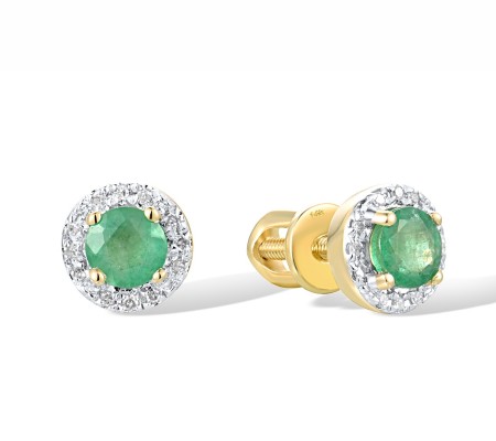 14KYW Earrings Diamond,Emerald (E309048EMR14KYW-SR)