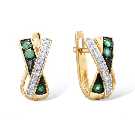 14KYWB Earrings Diamond,Emerald (E309049EMR14KYWB)