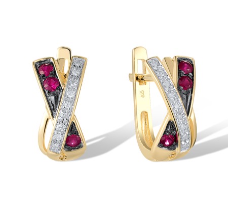 14KYWB Earrings Diamond,Ruby (E309049RUY14KYWB)