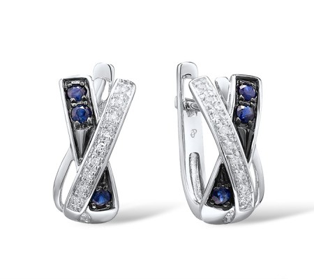 14KWB Earrings Blue Sapphire,Diamond (E309049SAP14KWB)