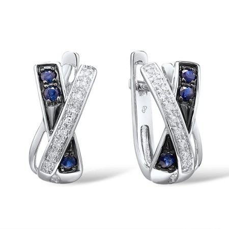 14KWB Earrings Blue Sapphire,Diamond (E309049SAP14KWB)
