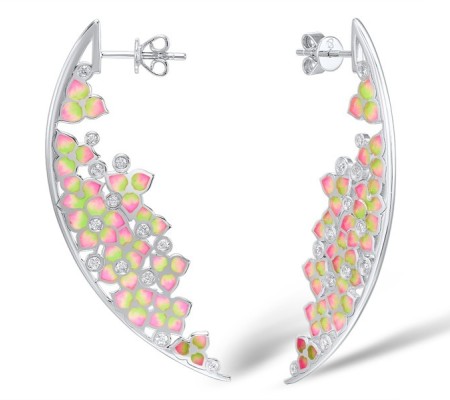 Sterling Silver Earrings Enamel,White Cubic Zirconia (E309056ENASL925)