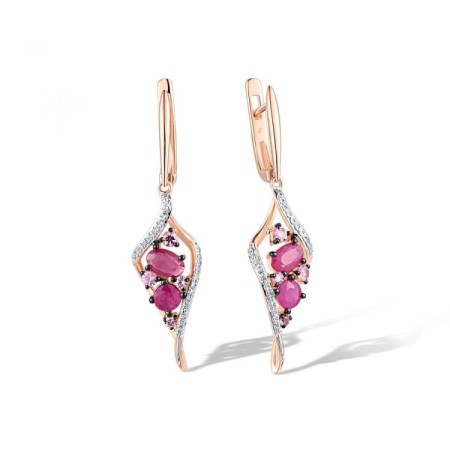 14KRWB Earrings Ruby,Diamond,Pink Sapphire (E309078PRU14KRWB)