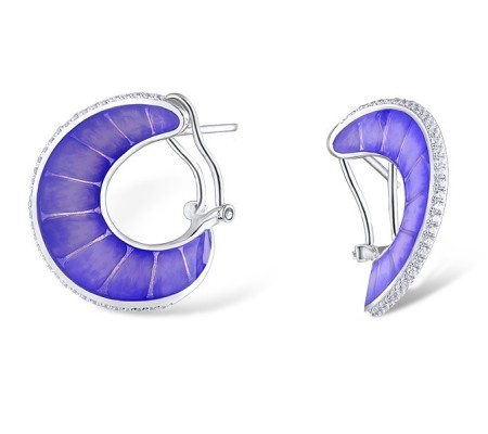 Sterling Silver Earrings Enamel,White Cubic Zirconia (E309138ENA1SL925)