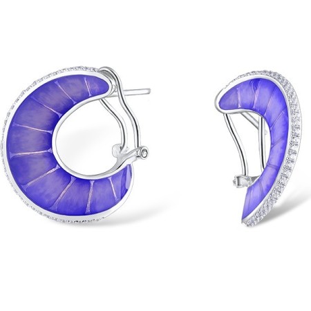 Sterling Silver Earrings Enamel,White Cubic Zirconia (E309138ENA1SL925)