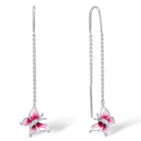 Sterling Silver Earrings White Cubic Zirconia,Enamel (E309176ENASL925)