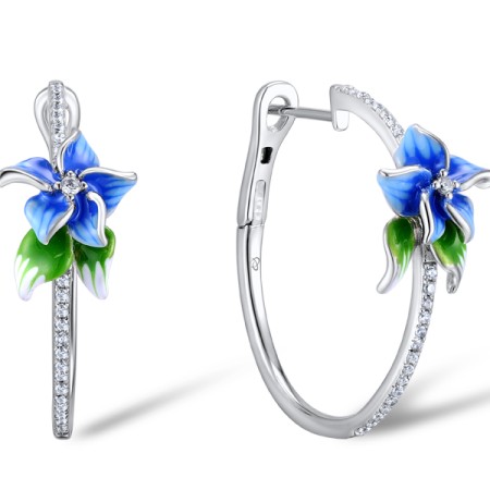 Sterling Silver Earrings White Cubic Zirconia,Enamel (E309178ENA1SL925)